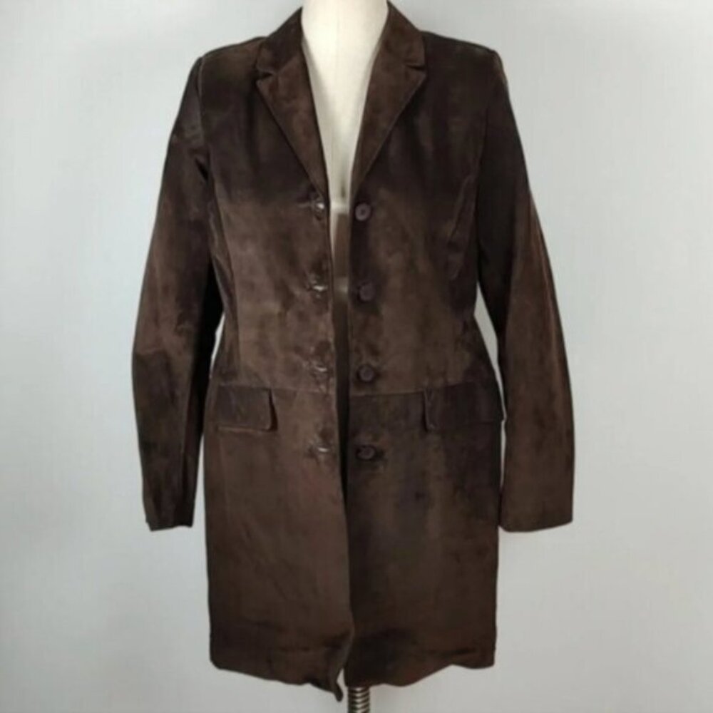 NWOT 100% Suede Danier Jacket Lined Size Womens 10-12 Brown - Picture 3 of 11